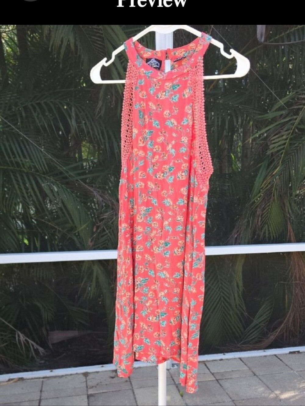 ANGIE Coral Crochet-Trim Dress